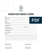 Semester Freeze Form