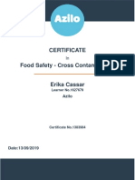 Food Safety - Cross Contamination - Certificate PDF