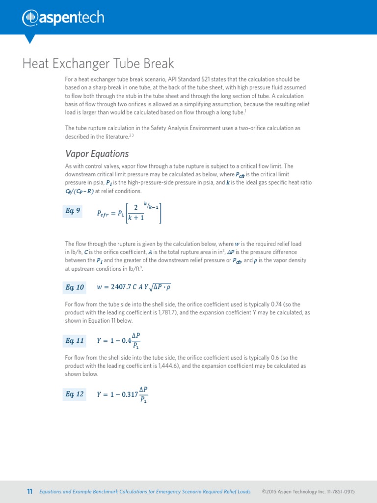 Aspen Heat Exchnager Tube Rupture PDF | PDF | Pressure | Fluid Dynamics