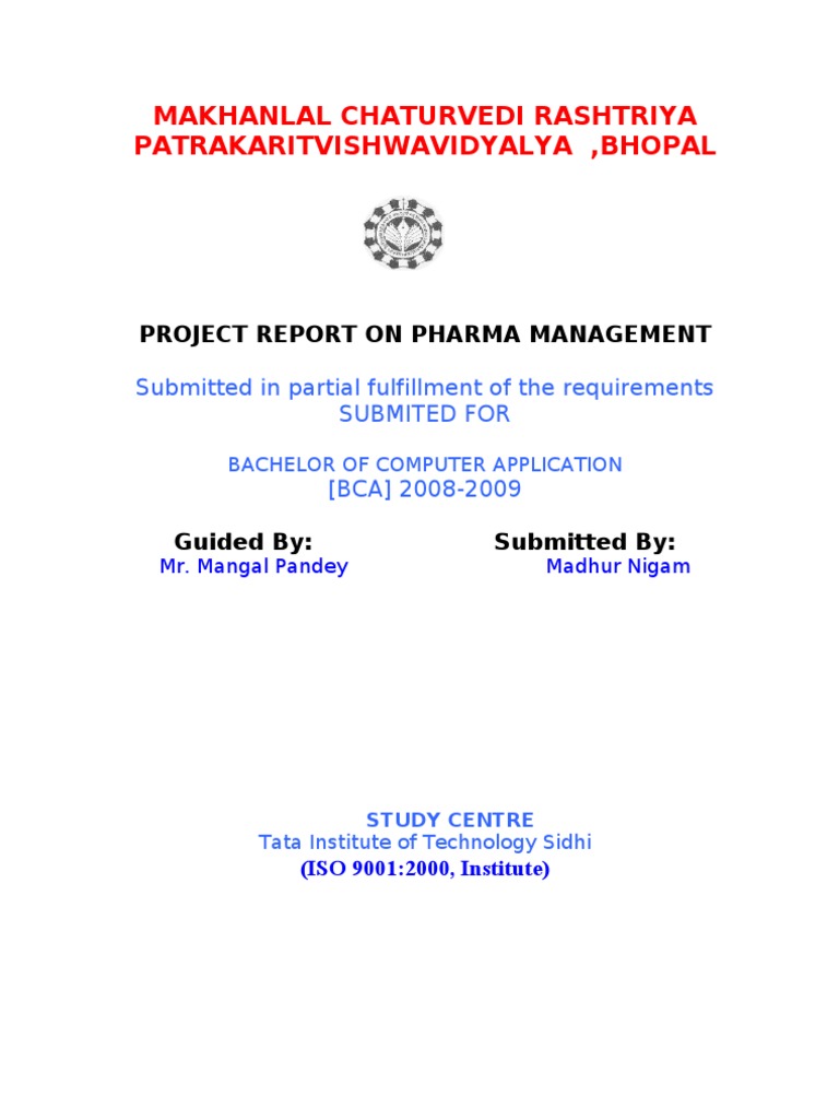 Pharma Management Project Report BCA | PDF | Software | Areas Of ...