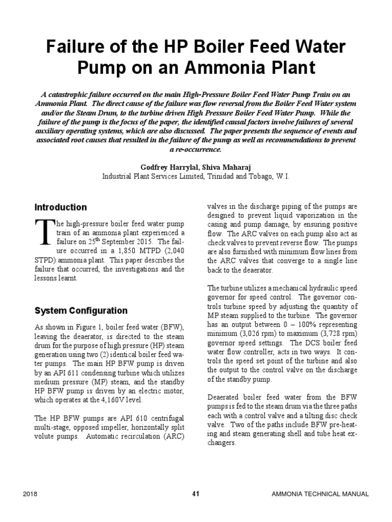 HP Boiler Feed Water Pump Failure Analysis | PDF | Pump | Valve
