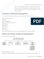 Scope &#038 Functions of Material Management