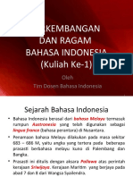 Perkembangan Dan Ragam Bahasa Indonesia