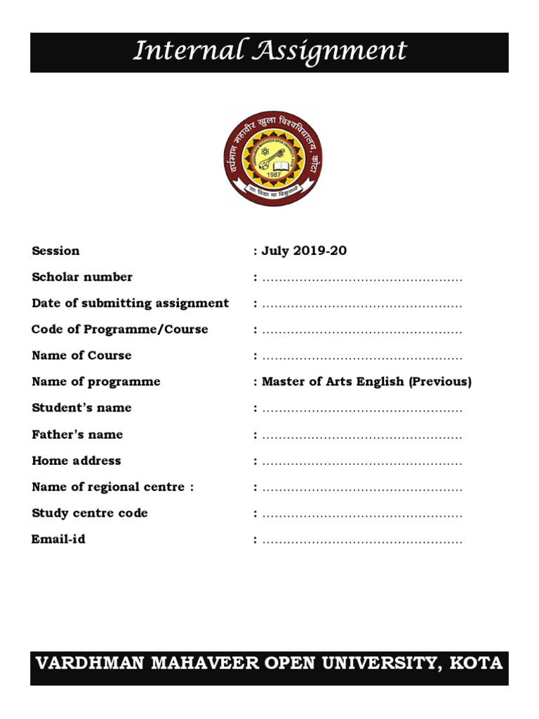 VMOU Assignment Front Page Template | PDF | Nonverbal Communication ...