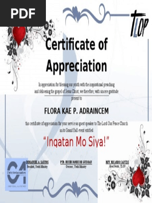 Certificate of Appreciation