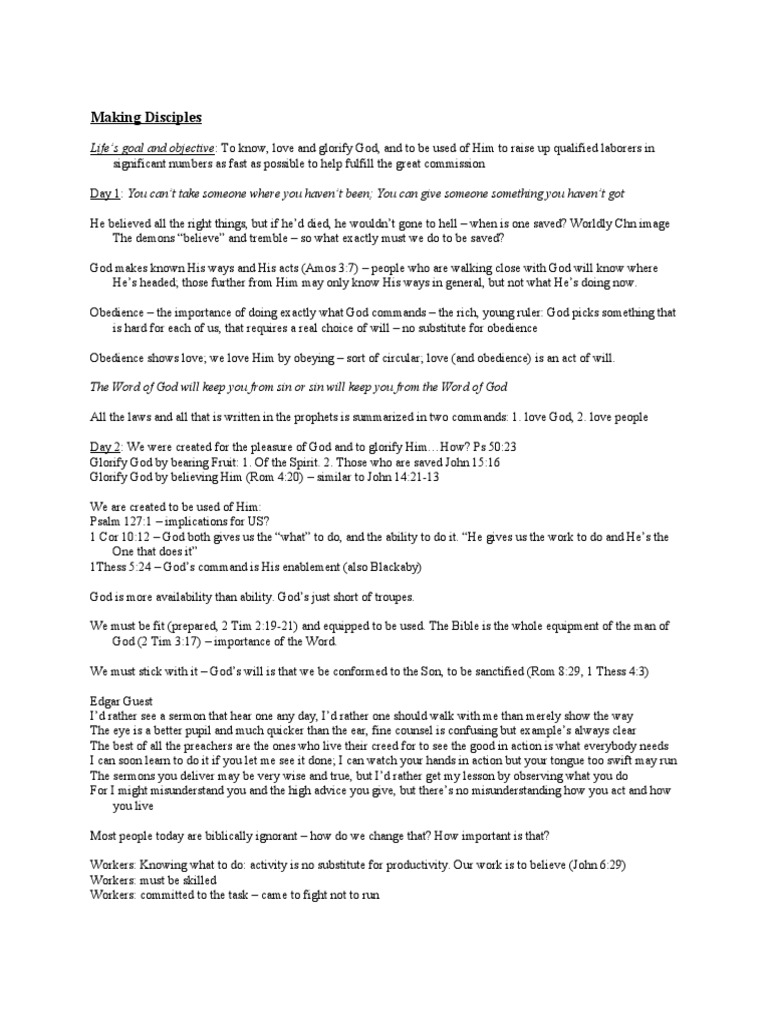 Making Disciples Notes | PDF | Disciple (Christianity) | Jesus