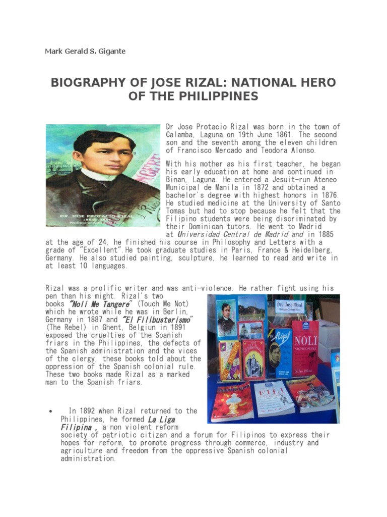 Biography of Jose Rizal: A National Hero | PDF | Philippines