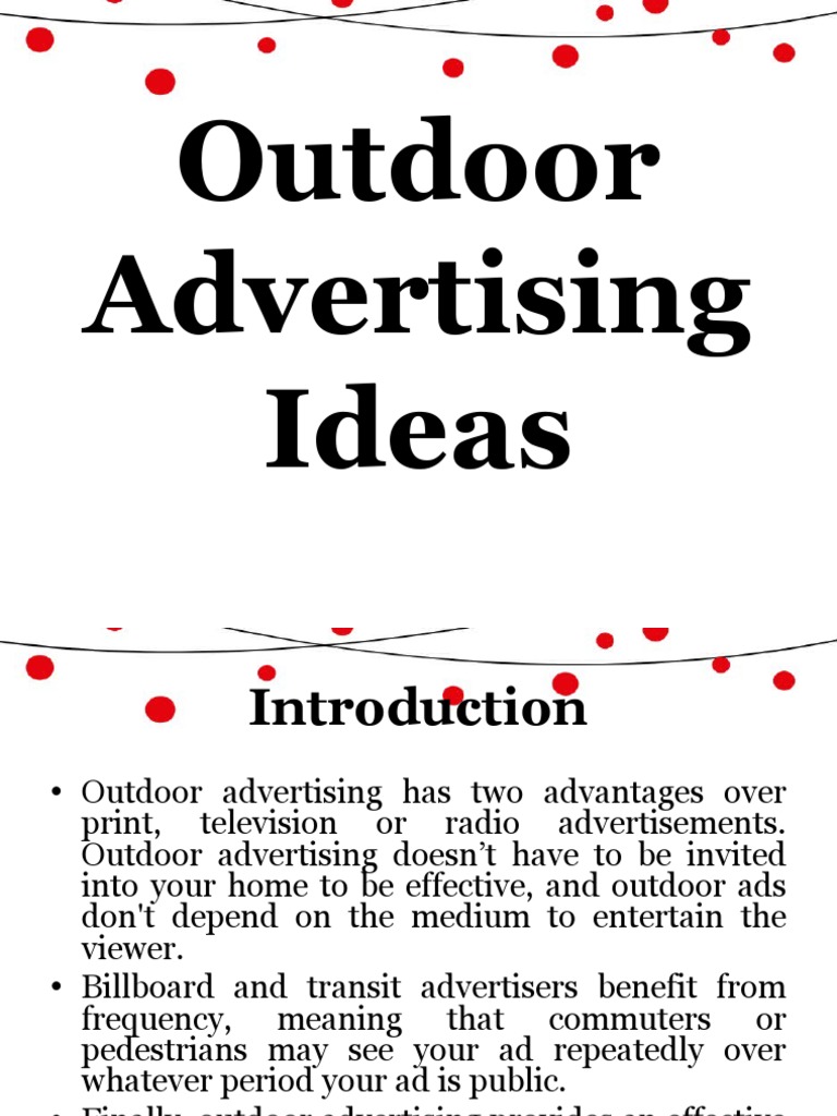 Outdoor Advertising Ideas | PDF | Billboard | Advertising