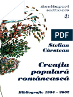 Stelian Carstean Creatia Populara Romaneasca Bibliografie PDF