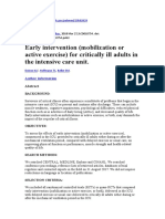 Early Intervention (Mobilization or Active Exercise) For Critically Ill Adults