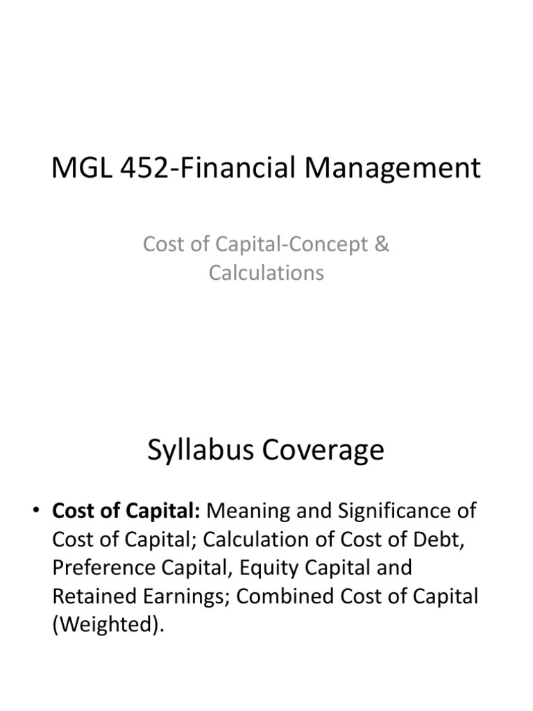 Cost of Capital: Concepts and Calculations | PDF | Cost Of Capital ...