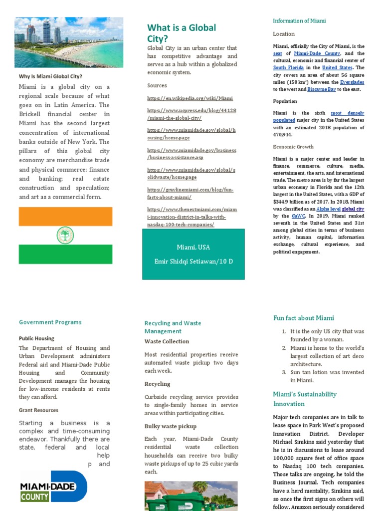 Miami Brochure PDF Miami Economies