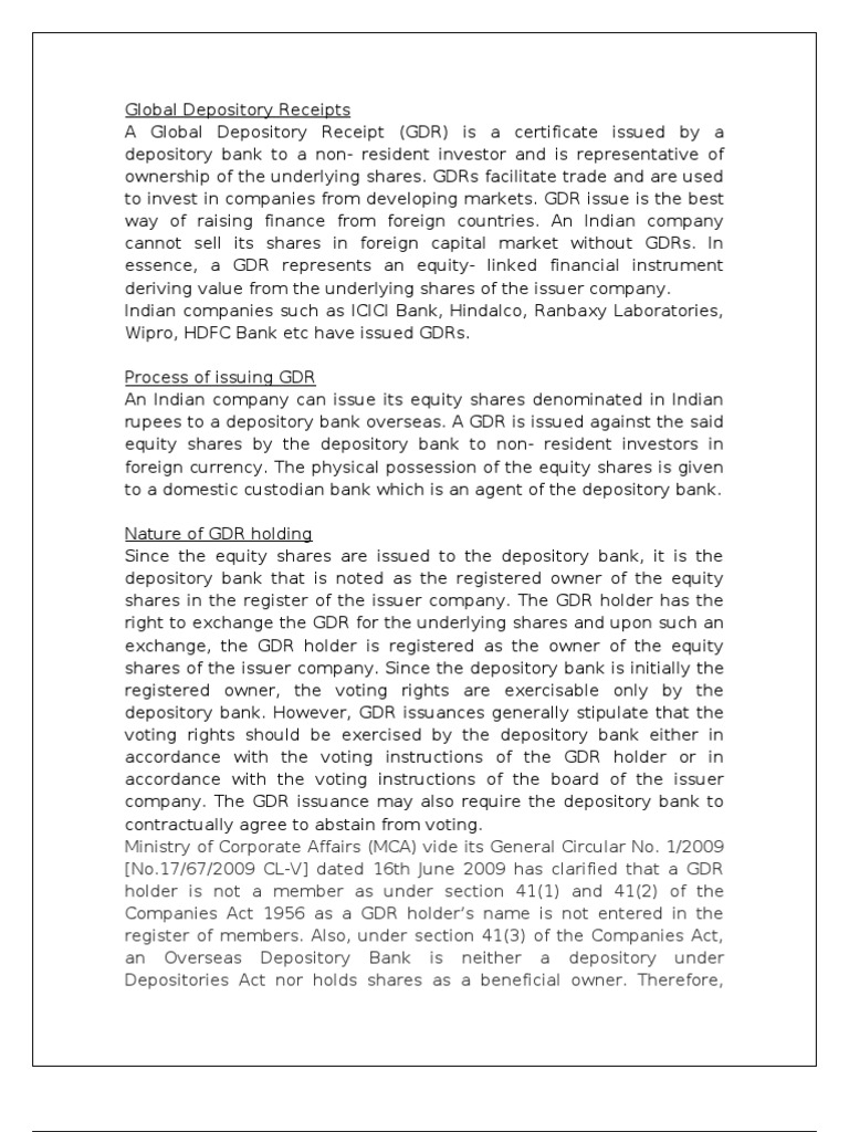 Understanding Global Depository Receipts | PDF | Stocks | Securities ...