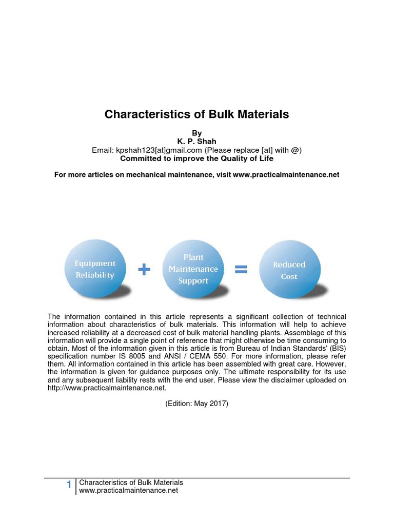 Characteristics of Bulk Materials | PDF | Belt (Mechanical) | Wear