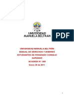 Manual Derechos Deberes Estudiantes Posgrados Bucaramanga Universidad Manuela Beltran