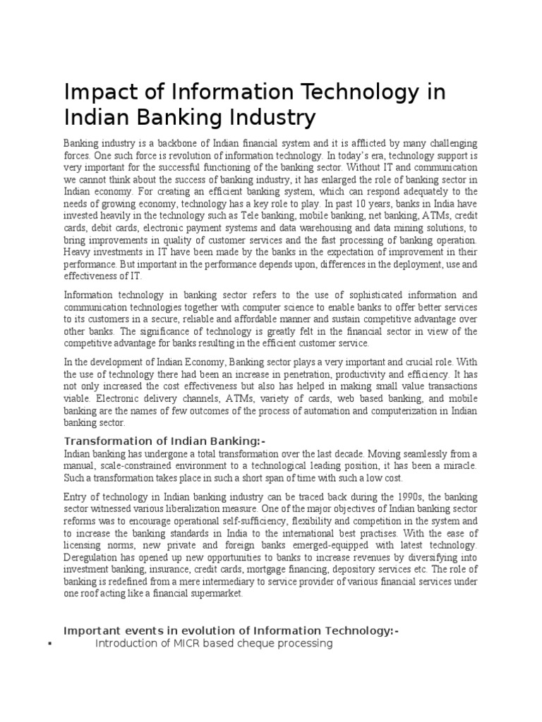 Information Technology in Banking PDF Cheque Clearing (Finance)