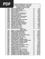 Price List For March - April 2020