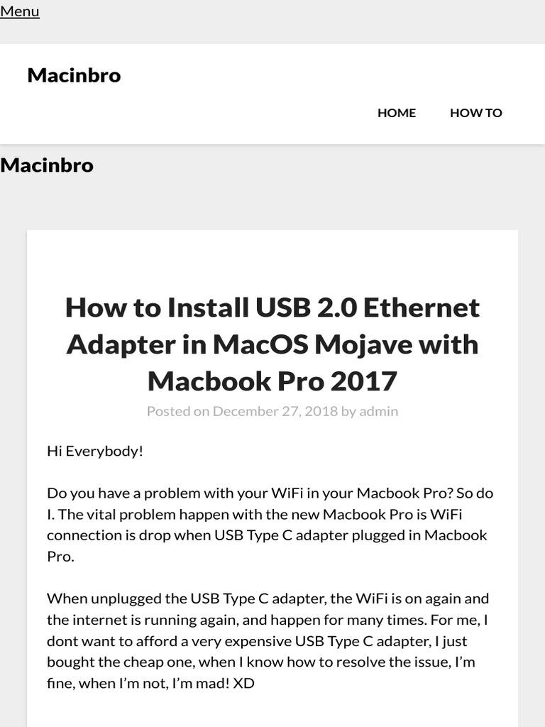 How To Install USB 2.0 Ethernet Adapter in MacOS Mojave With Macbook ...
