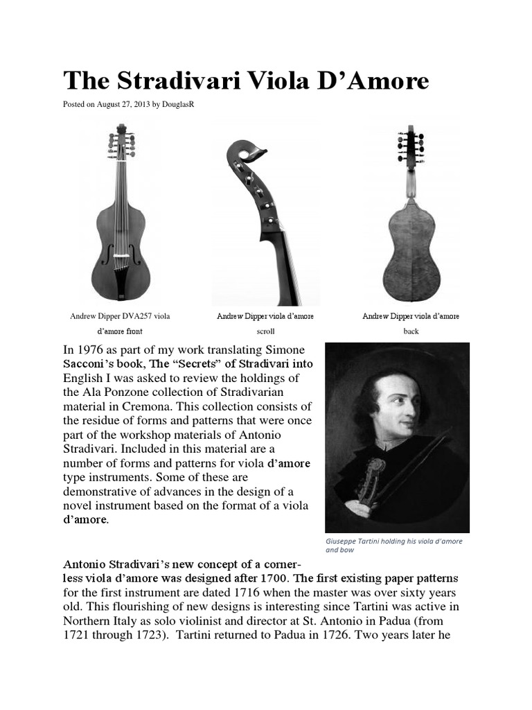 The Stradivari Viola D'amore PDF Violin String Instruments