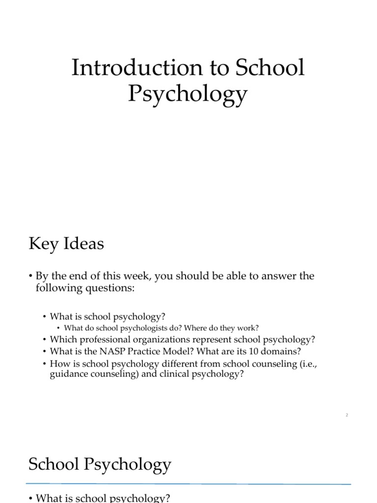 Chapter 1 Introduction To School Psychology PDF PDF School