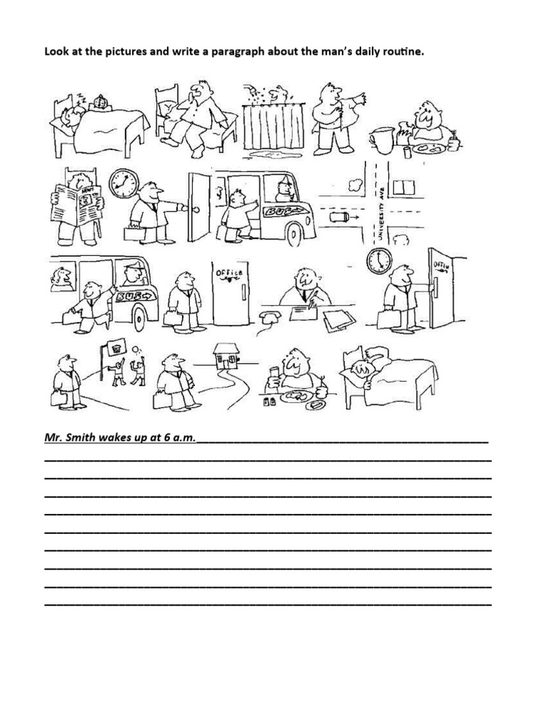 Daily Routine Writing Worksheet | PDF