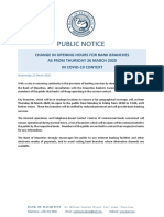 Bank of Mauritius - Public Notice - 25 March 2020
