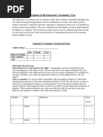 Expressive Vocabulary Test - Record Form & Manual