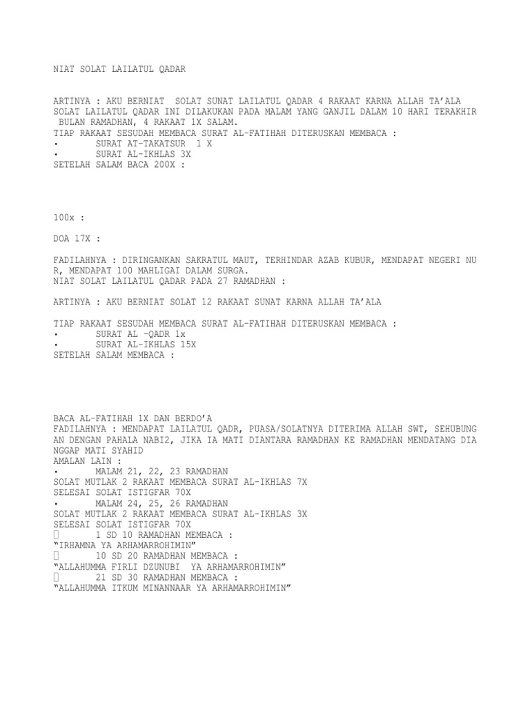 Solat Lailatul Qadar Pdf