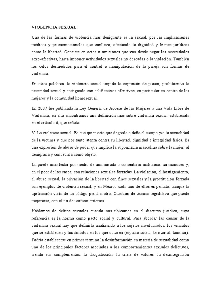 Violencia Sexual: Definición y Contexto | PDF | Hipotálamo | Violación