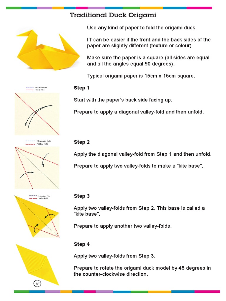 Step-by-Step Traditional Origami Duck | PDF | Home & Garden