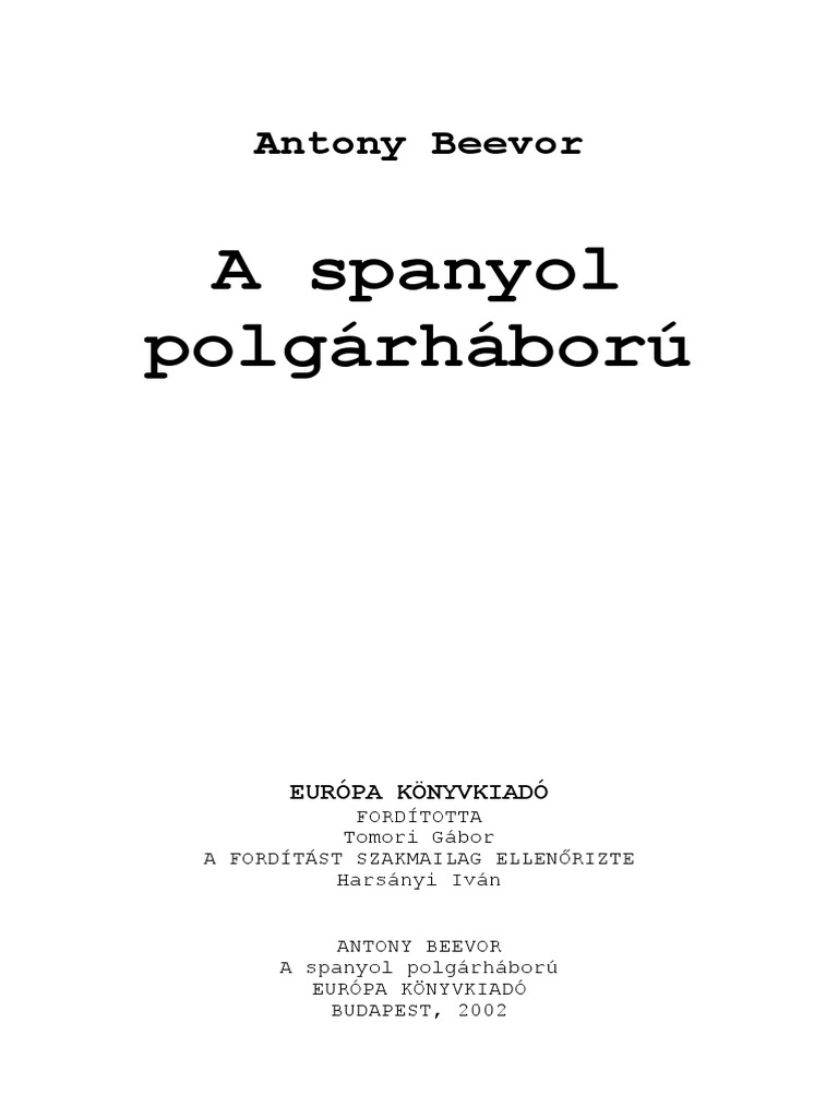 Antony Beevor - A Spanyol Polgárháború PDF | PDF
