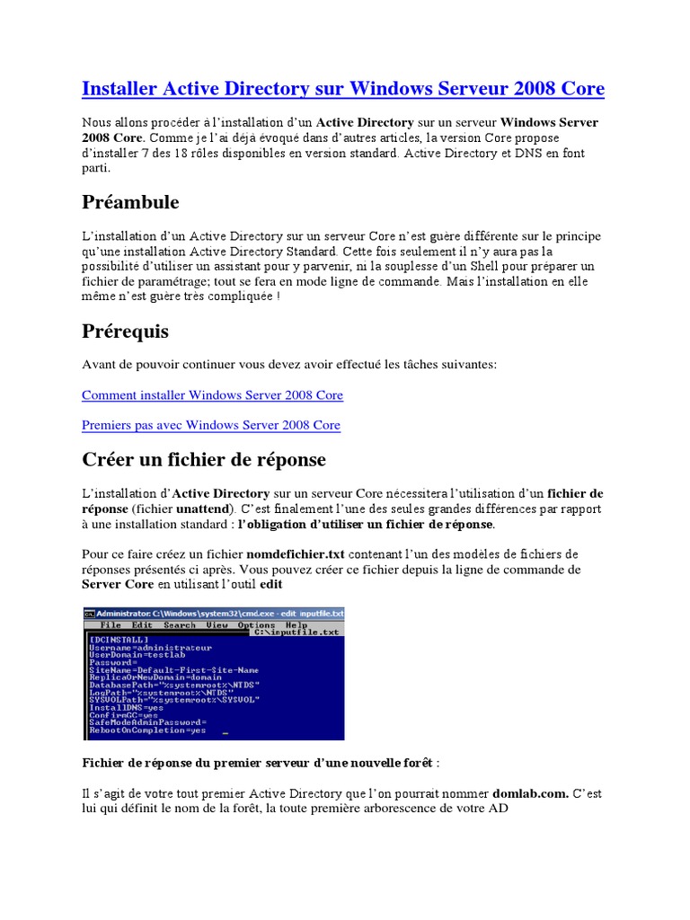 Installer Active Directory sur Windows Server Core | PDF | Active ...