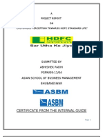 Certificate From The Internal Guide: A Project Report ON "Customers Perception Towards HDFC Standard Life"
