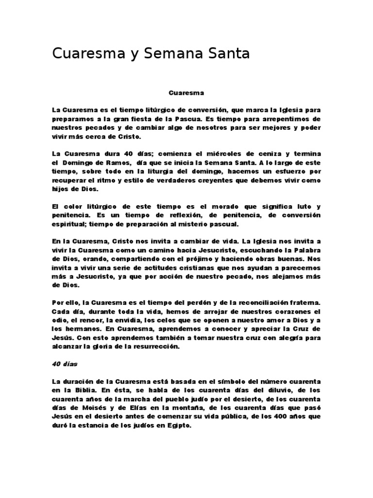 Duración y Significado de la Cuaresma | PDF | Prestado | Comportamiento ...