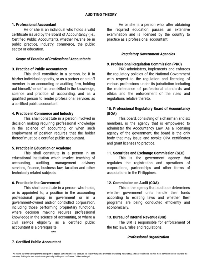 Auditing Theory | PDF | Financial Audit | Certified Public Accountant