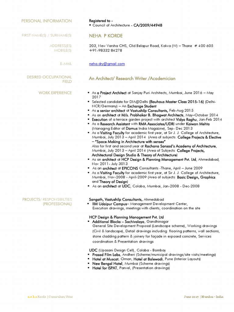 Architect & Academic Profile | PDF | Design | Art Media