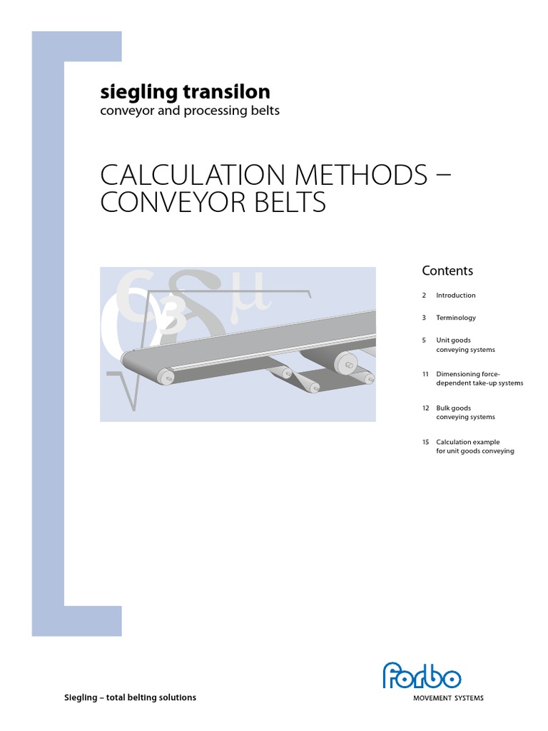 Siegling Conveyor Belt Calculations | PDF | Belt (Mechanical) | Physics