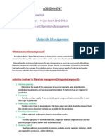 Materials Management: Assignment