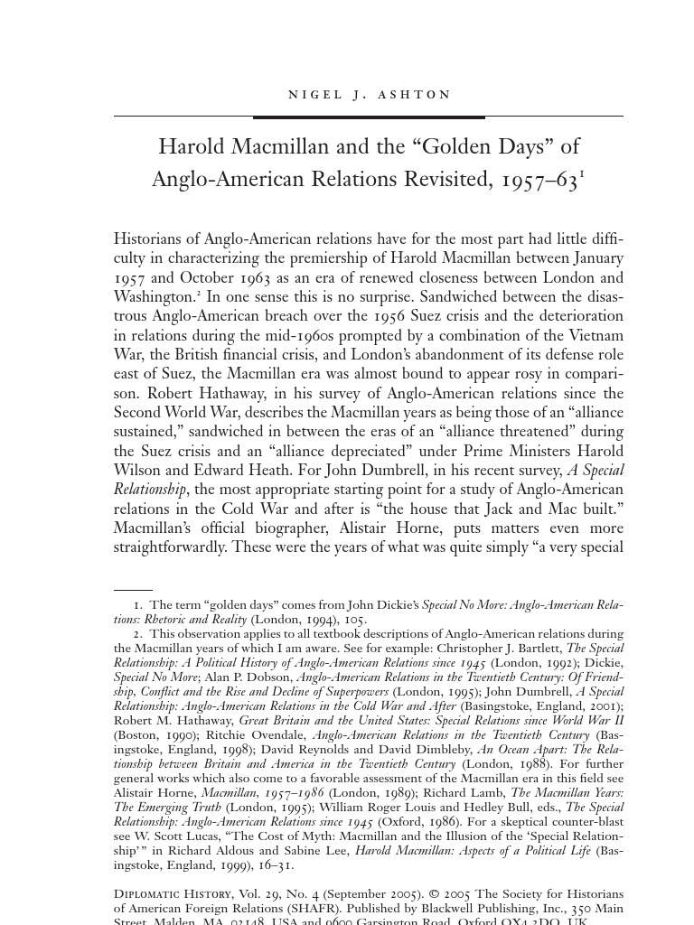 Macmillan and The Golden Days of AA Revisted 195763 PDF Dwight D