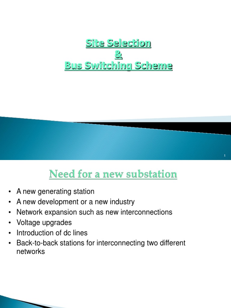 Substation Site Selection & Bus Schemes | PDF | Electrical Substation ...
