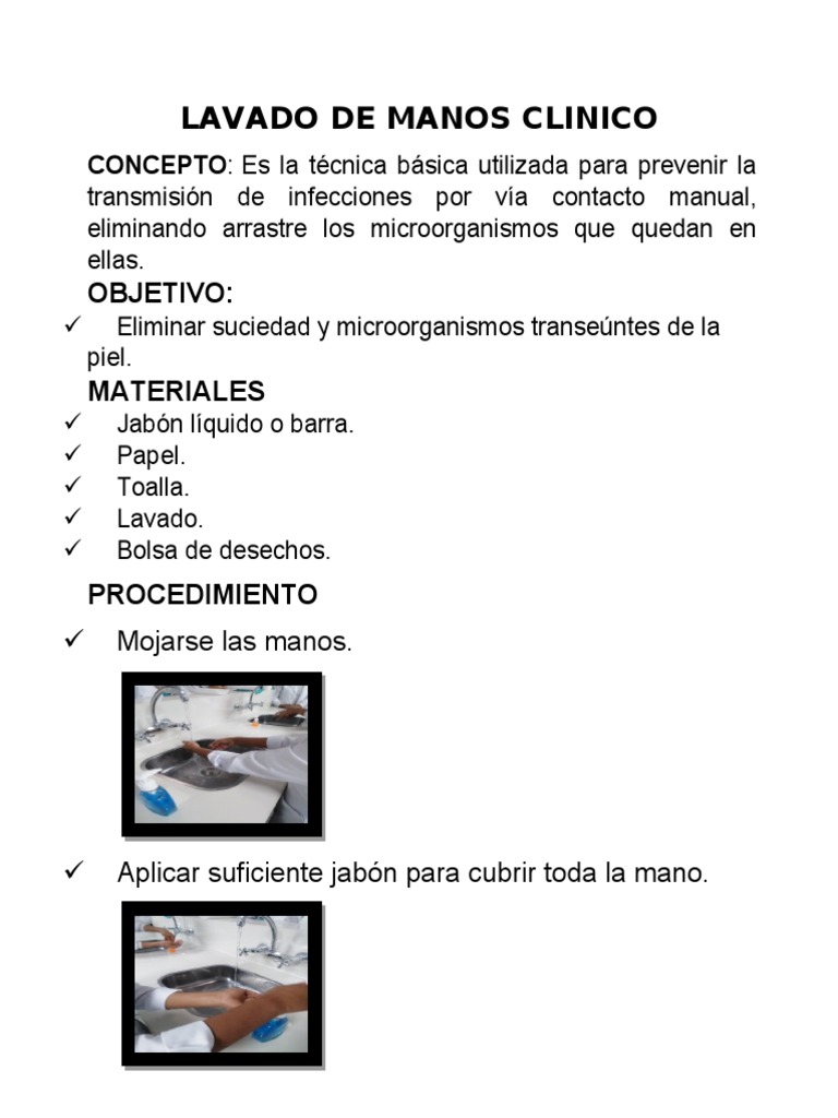 Pasos del Lavado de Manos Clínico | PDF | Ciencias sociales | Salud y ...