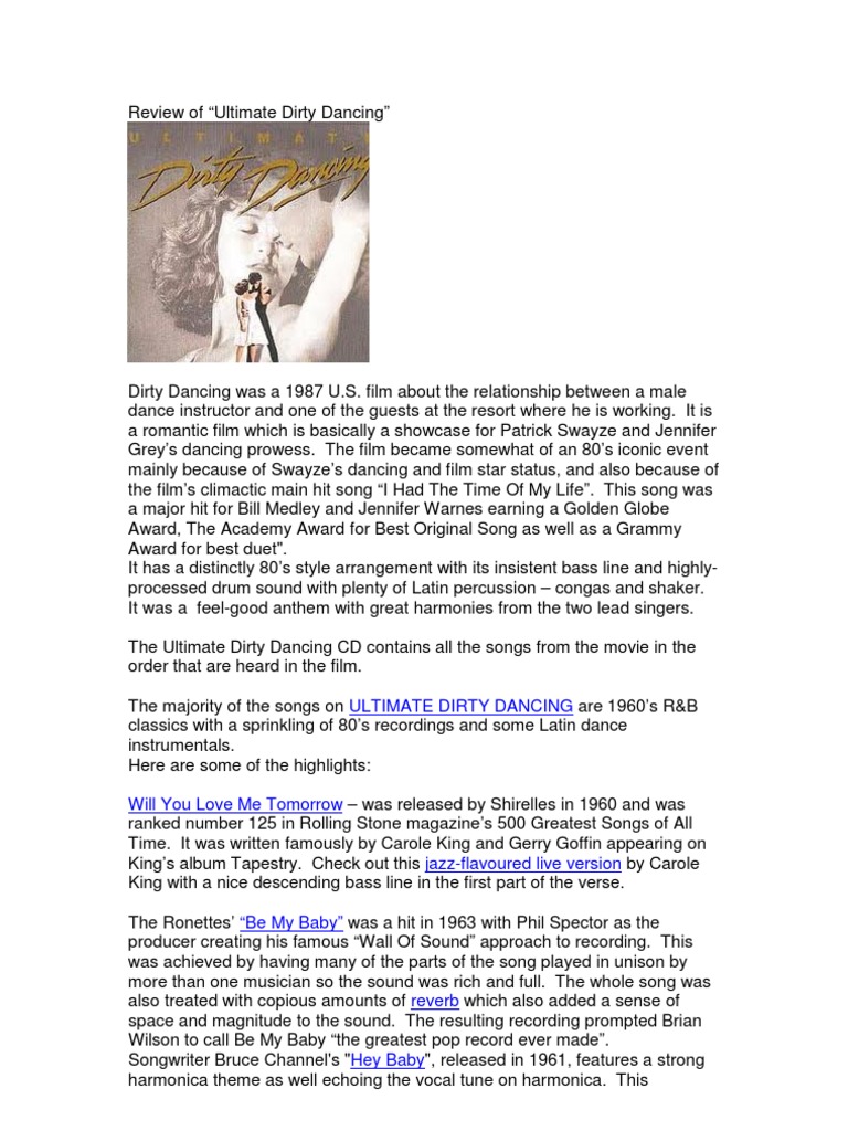Ultimate Dirty Dancing CD Review | PDF | Songs | Performing Arts