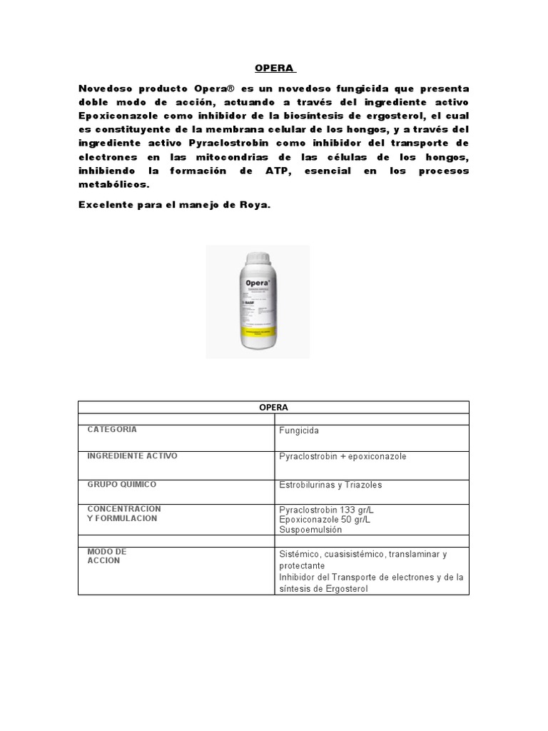 Fungicida Opera® de BASF: Eficacia y Acción | PDF | Hongo | Inhibidor ...