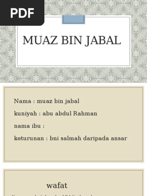 Muaz Bin Jabal Pdf