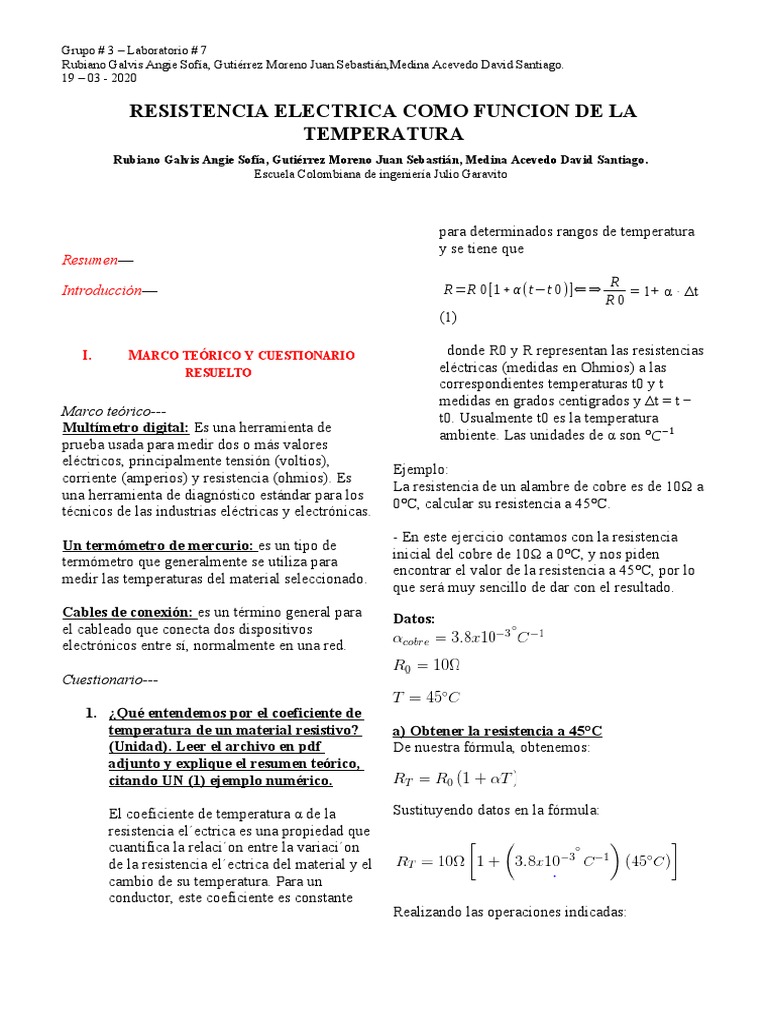 Resistencia de Un Conductor. 2 | PDF | Resistencia Eléctrica y ...
