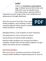 What Is Mental Health CAUSE AND EFFECT