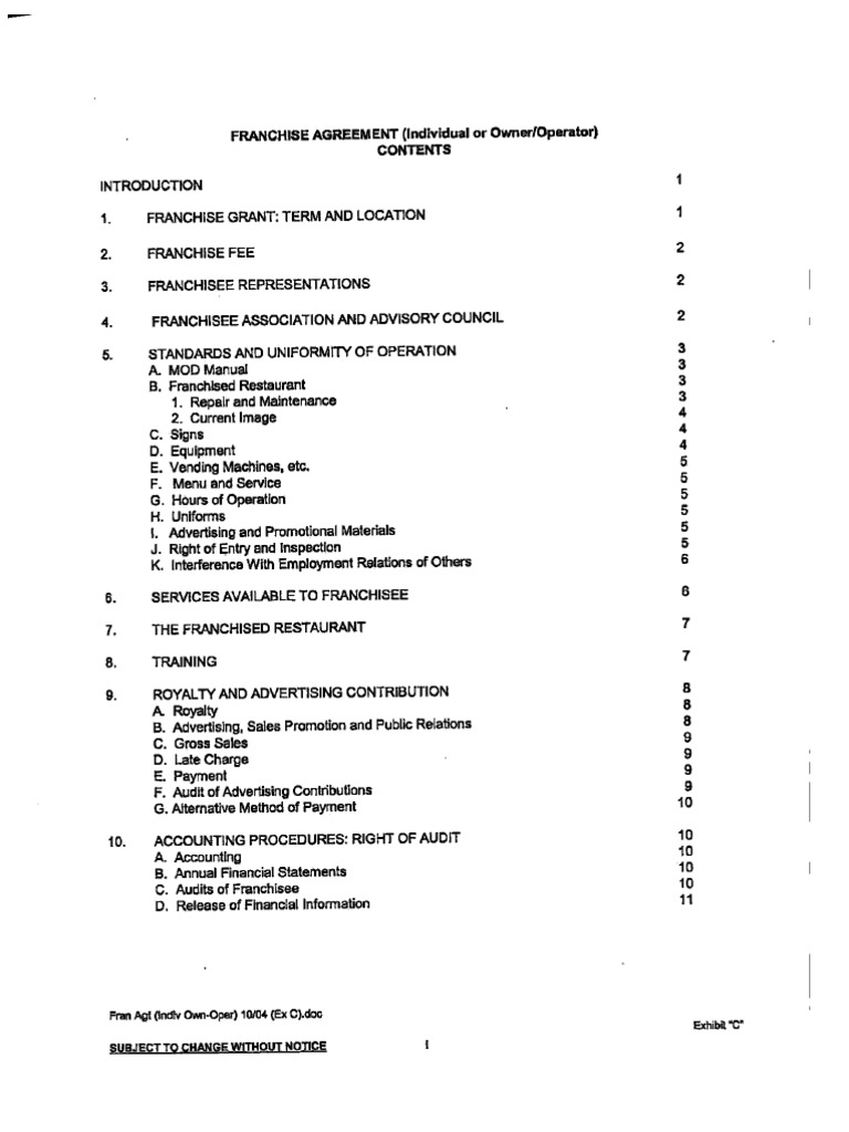Bk Franchise Agreement