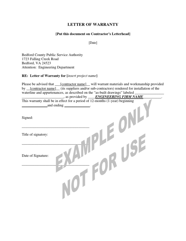 1-Year Warranty Letter Template | PDF
