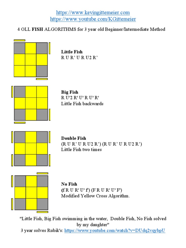 3 Year Old Solves Rubiks Cube OLL Fish Algorithms PDF | PDF