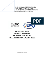 Reglamento de Evaluación Final de Áreas Prácticas y Examenes Privados de Tesis PDF